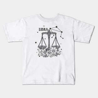 Zodiac Garden Floral Design: Libra Kids T-Shirt